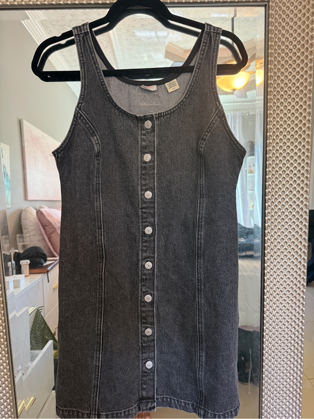 Levi's Black Denim Button-Front Mini Dress
